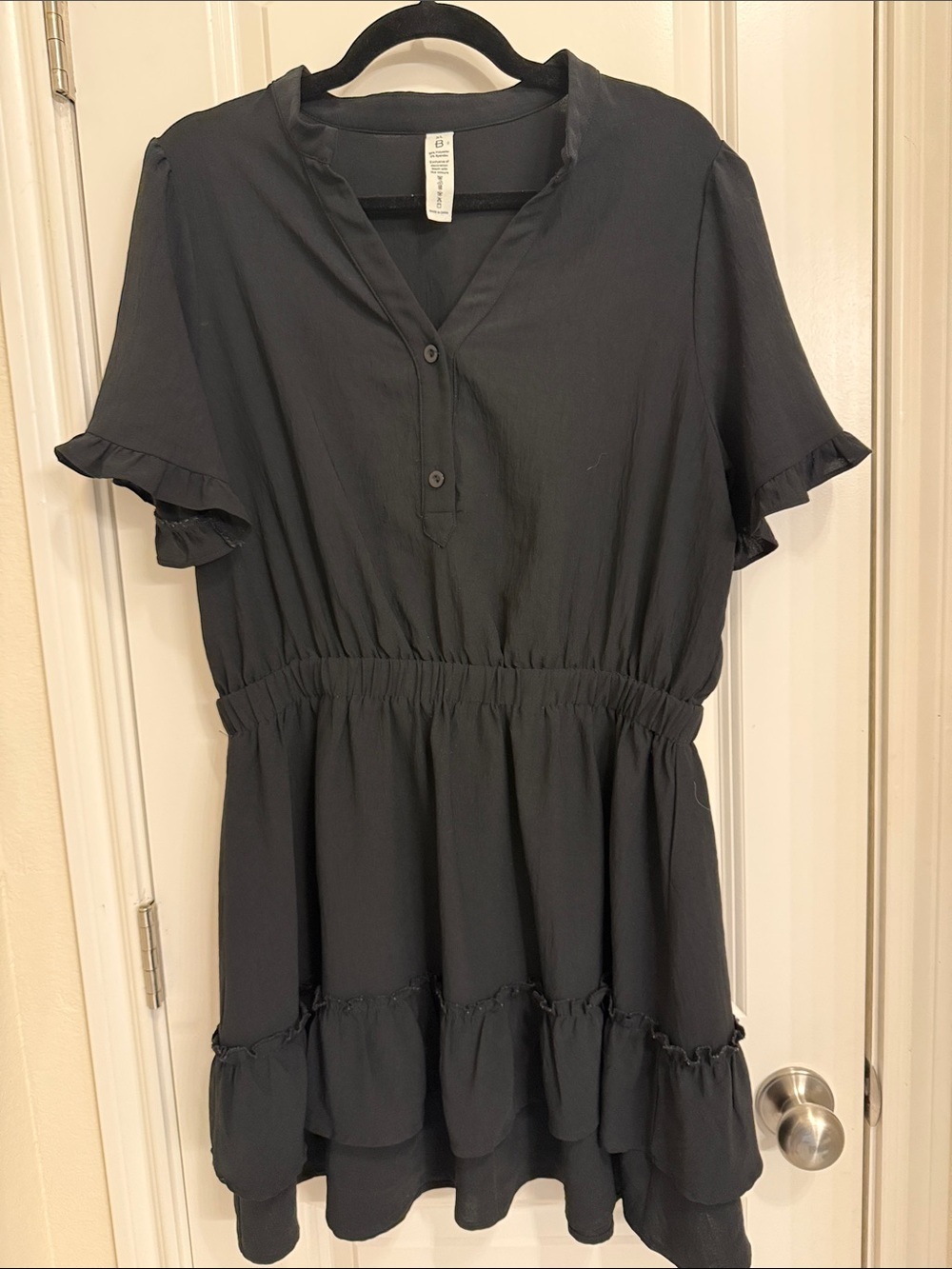 bobeau Black Midi Dress with Ruffled Hem